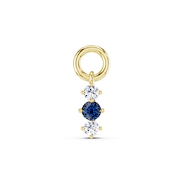 mila green Sterling Silver 18ct Gold Vermeil Plated Created Sapphire & Cubic Zirconia Triple Stone Earring Charm
