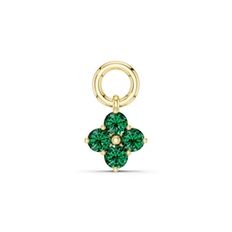 mila green Sterling Silver 18ct Gold Vermeil Plated Created Emerald Flower Earring Charm