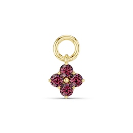 mila green Sterling Silver 18ct Gold Vermeil Plated Created Ruby Dainty Flower Earring Charm