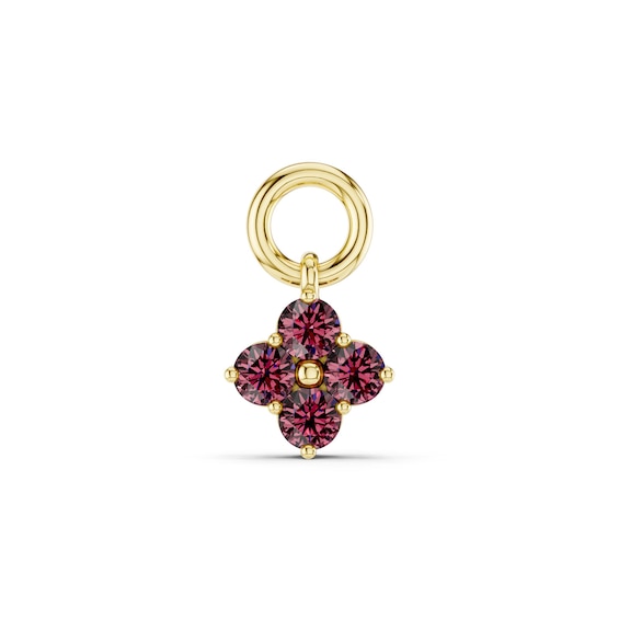 mila green Sterling Silver 18ct Gold Vermeil Plated Created Ruby Dainty Flower Earring Charm