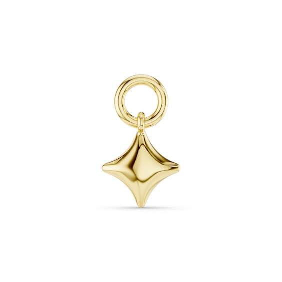 mila green Sterling Silver 18ct Gold Vermeil Plated Polished Four-Point Star Earring Charm
