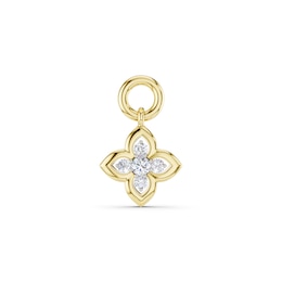 mila green Sterling Silver 18ct Gold Vermeil Plated Diamond Four-Petal Flower Earring Charm