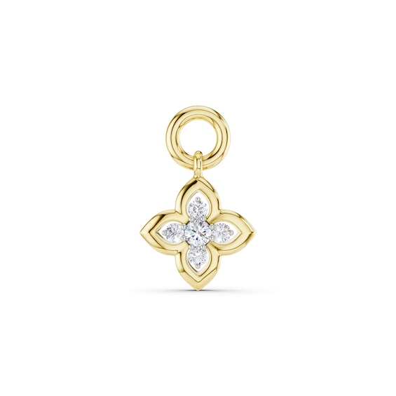 mila green Sterling Silver 18ct Gold Vermeil Plated Diamond Four-Petal Flower Earring Charm