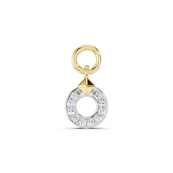 mila green Sterling Silver 18ct Gold Vermeil Plated Diamond Pavé Circle Earring Charm