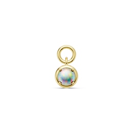 mila green Sterling Silver 18ct Gold Vermeil Plated Created Opal Round Bezel Earring Charm