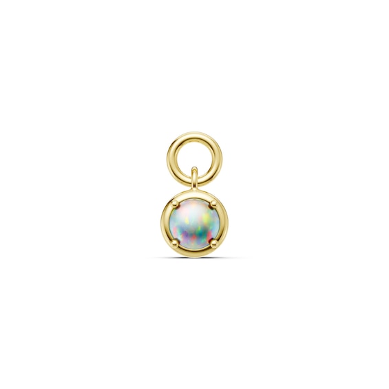 mila green Sterling Silver 18ct Gold Vermeil Plated Created Opal Round Bezel Earring Charm