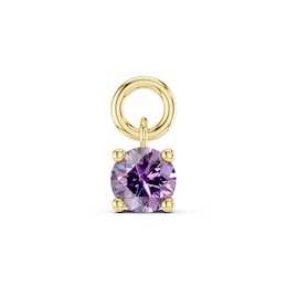 mila green Sterling Silver 18ct Gold Vermeil Plated Created Amethyst Round Solitaire Earring Charm