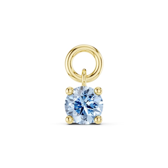 mila green Sterling Silver 18ct Gold Vermeil Plated Created Aquamarine Round Solitaire Earring Charm
