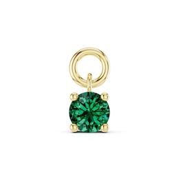 mila green Sterling Silver 18ct Gold Vermeil Plated Created Emerald Round Solitaire Earring Charm