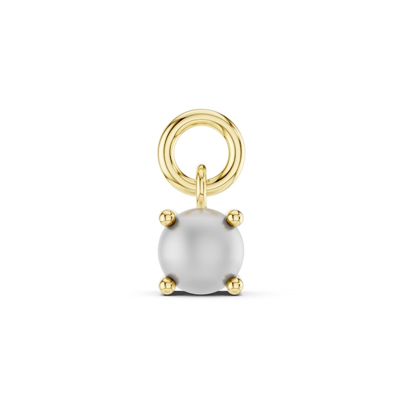 mila green Sterling Silver 18ct Gold Vermeil Plated Simulated Pearl Round Solitaire Earring Charm