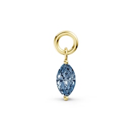 mila green Sterling Silver 18ct Gold Vermeil Plated Created Blue Sapphire Marquise Earring Charm