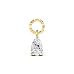mila green Sterling Silver 18ct Gold Vermeil Plated Created White Sapphire Pear Solitaire Earring Charm