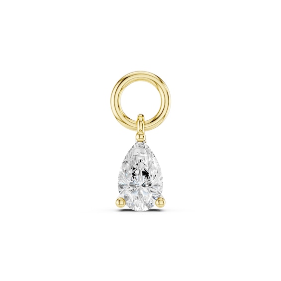 mila green Sterling Silver 18ct Gold Vermeil Plated Created White Sapphire Pear Solitaire Earring Charm