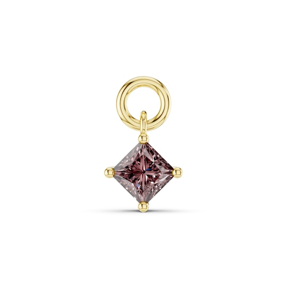 mila green Sterling Silver 18ct Gold Vermeil Plated Created Princess Cut Garnet Solitaire Earring Charm