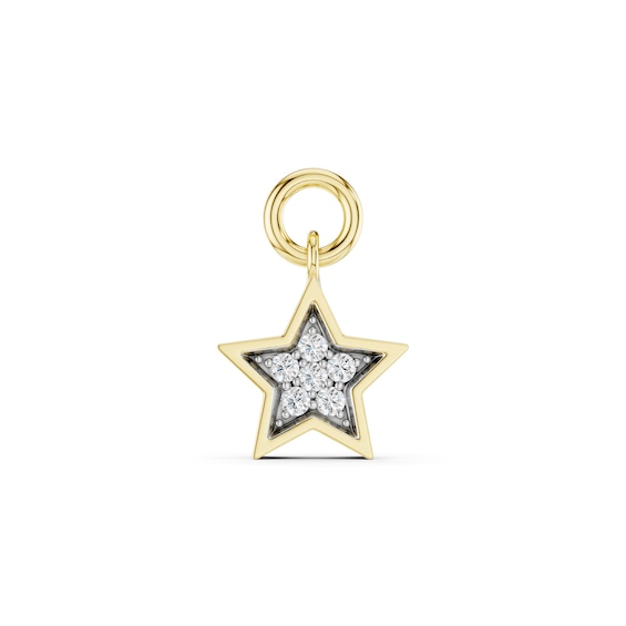 mila green Sterling Silver 18ct Gold Vermeil Plated Diamond Pavé Star Earring Charm
