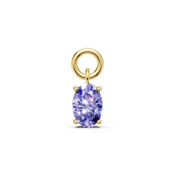 mila green Sterling Silver 18ct Gold Vermeil Plated Created Tanzanite Oval Earring Charm