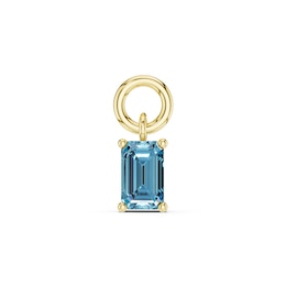 mila green Sterling Silver 18ct Gold Vermeil Plated Created Swiss Blue Topaz Emerald Solitaire Earring Charm
