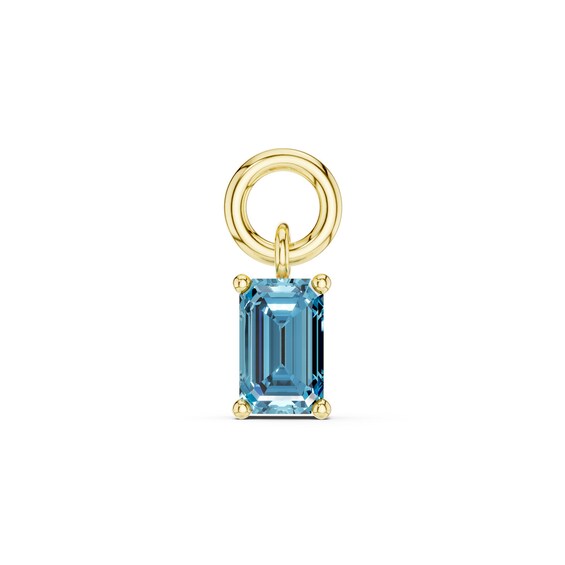 mila green Sterling Silver 18ct Gold Vermeil Plated Created Swiss Blue Topaz Emerald Solitaire Earring Charm
