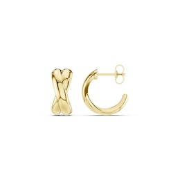 mila green Sterling Silver 18ct Gold Vermeil Plated Crossover Bold Gold Half Hoop Earrings