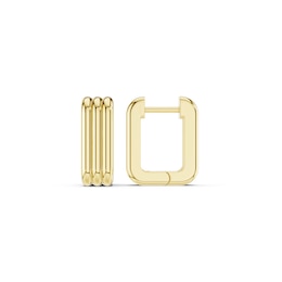 mila green Sterling Silver 18ct Gold Vermeil Plated Ribbed Rectangle Hoop Earrings
