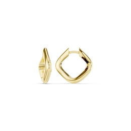 mila green Sterling Silver 18ct Gold Vermeil Plated Sculptured Square Huggie Earrings