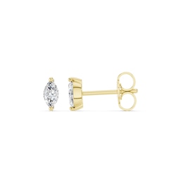 mila green Sterling Silver 18ct Gold Vermeil Plated 0.20ct Lab-Grown Diamond Marquise Solitaire Stud Earrings