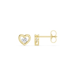 mila green Sterling Silver 18ct Gold Vermeil Plated 0.33ct Lab-Grown Diamond Heart-Shaped Stud Earrings