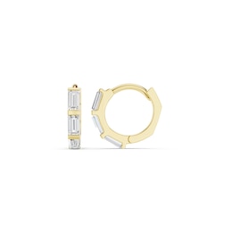 mila green Sterling Silver 18ct Gold Vermeil Plated 0.27ct Lab-Grown Diamond Baguette Huggie Earrings