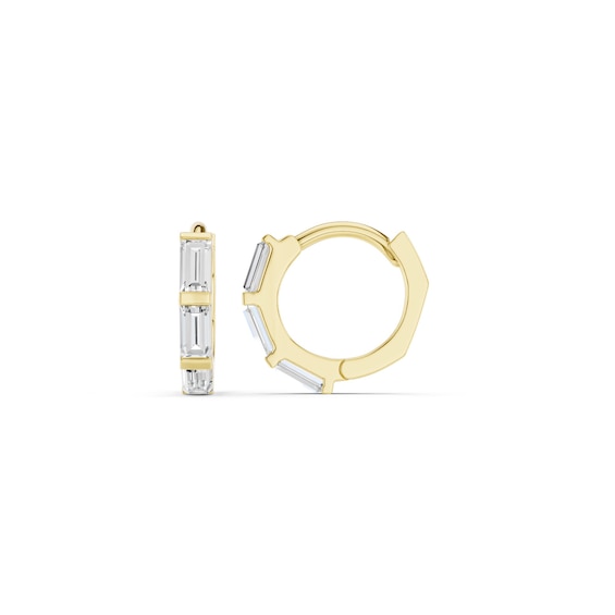 mila green Sterling Silver 18ct Gold Vermeil Plated 0.27ct Lab-Grown Diamond Baguette Huggie Earrings