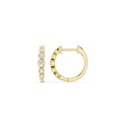 mila green Sterling Silver 18ct Gold Vermeil Plated 0.25ct Lab-Grown Diamond Graduated Bezel Huggie Earrings