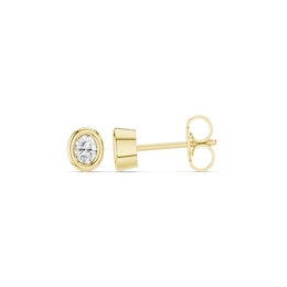 mila green Sterling Silver 18ct Gold Vermeil Plated 0.20ct Lab-Grown Diamond Oval Bezel Stud Earrings