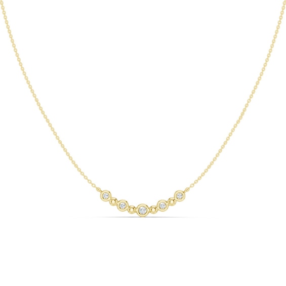 mila green Sterling Silver 18ct Gold Vermeil Plated Lab-Grown Diamond Bezel Arc Pendant Necklace