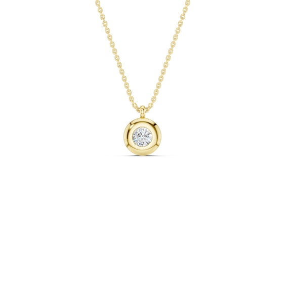 mila green Sterling Silver 18ct Gold Vermeil Plated Lab-Grown Diamond Round Bezel Solitaire Pendant Necklace