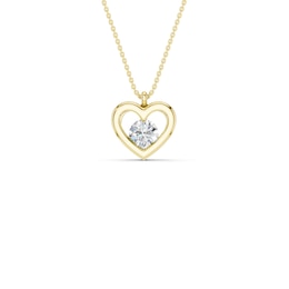 mila green Sterling Silver 18ct Gold Vermeil Plated 0.33ct Lab-Grown Diamond Solitaire Open Heart Pendant Necklace
