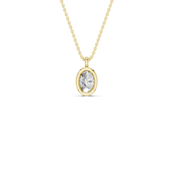 mila green Sterling Silver 18ct Gold Vermeil Plated 0.20ct Lab-Grown Diamond Oval Pendant Necklace