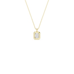mila green Sterling Silver 18ct Gold Vermeil Plated 0.20ct Emerald-Cut Lab-Grown Diamond Pendant Necklace
