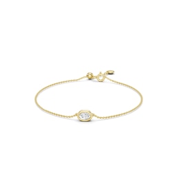 mila green Sterling Silver 18ct Gold Vermeil Plated 0.20ct Lab-Grown Diamond Oval Bezel Bolo Bracelet