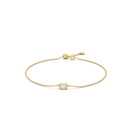 mila green Sterling Silver 18ct Gold Vermeil Plated Emerald-Cut 0.20ct Lab-Grown Diamond Charm Bracelet
