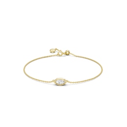mila green Sterling Silver 18ct Gold Vermeil Plated 0.20ct Lab-Grown Diamond Marquise Bezel Bolo Bracelet