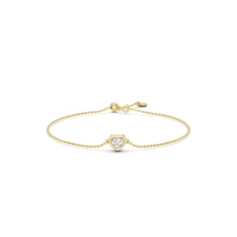 mila green Sterling Silver 18ct Gold Vermeil Plated 0.20ct Lab-Grown Diamond Bezel Heart Bolo Bracelet