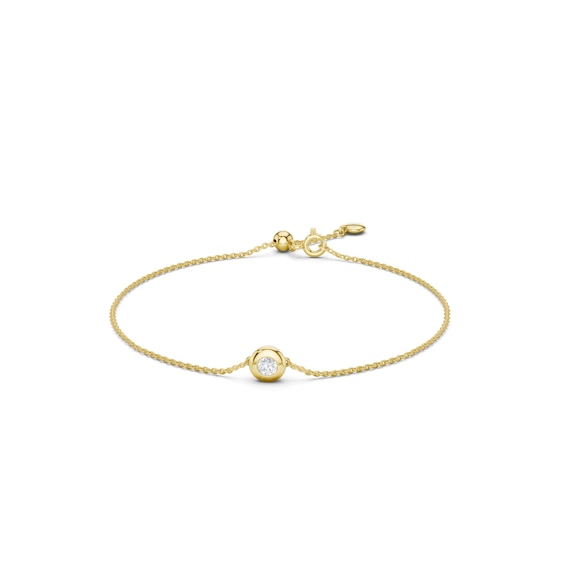 mila green Sterling Silver 18ct Gold Vermeil Plated Lab-Grown Diamond Bezel Bolo Bracelet