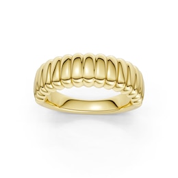 mila green Sterling Silver 18ct Gold Vermeil Plated Ridged Dome Ring