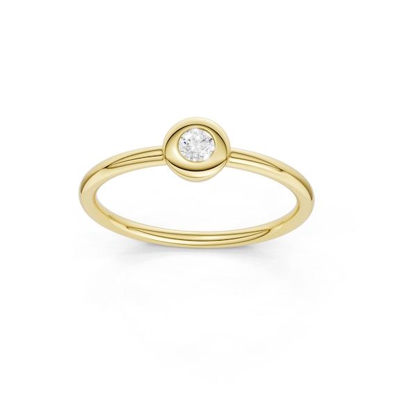 mila green Sterling Silver 18ct Gold Vermeil Plated Lab-Grown Diamond Round Bezel Solitaire Ring