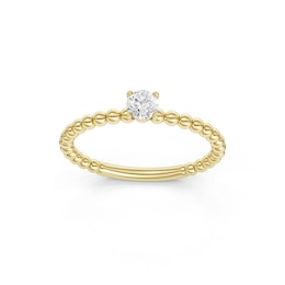 mila green Sterling Silver 18ct Gold Vermeil Plated 0.15ct Lab-Grown Diamond Round Solitaire Beaded Ring