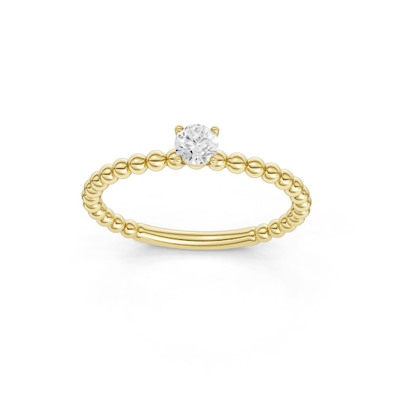 mila green Sterling Silver 18ct Gold Vermeil Plated 0.15ct Lab-Grown Diamond Round Solitaire Beaded Ring