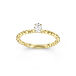 mila green Sterling Silver 18ct Gold Vermeil Plated 0.15ct Lab-Grown Diamond Oval Solitaire Beaded Ring