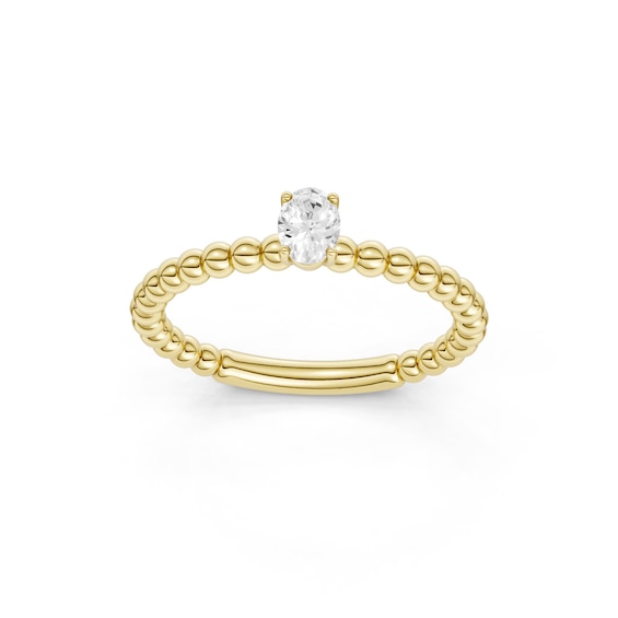 mila green Sterling Silver 18ct Gold Vermeil Plated 0.15ct Lab-Grown Diamond Oval Solitaire Beaded Ring