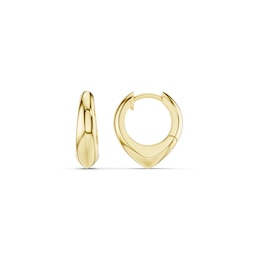 mila green Sterling Silver 18ct Gold Vermeil Plated Polished Teardrop Huggie Earrings
