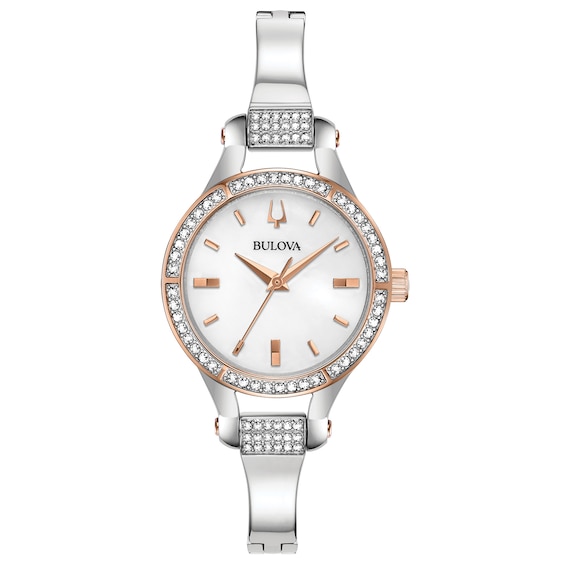 Bulova Classic Crystal Ladies Stainless Steel Bangle Bracelet Watch