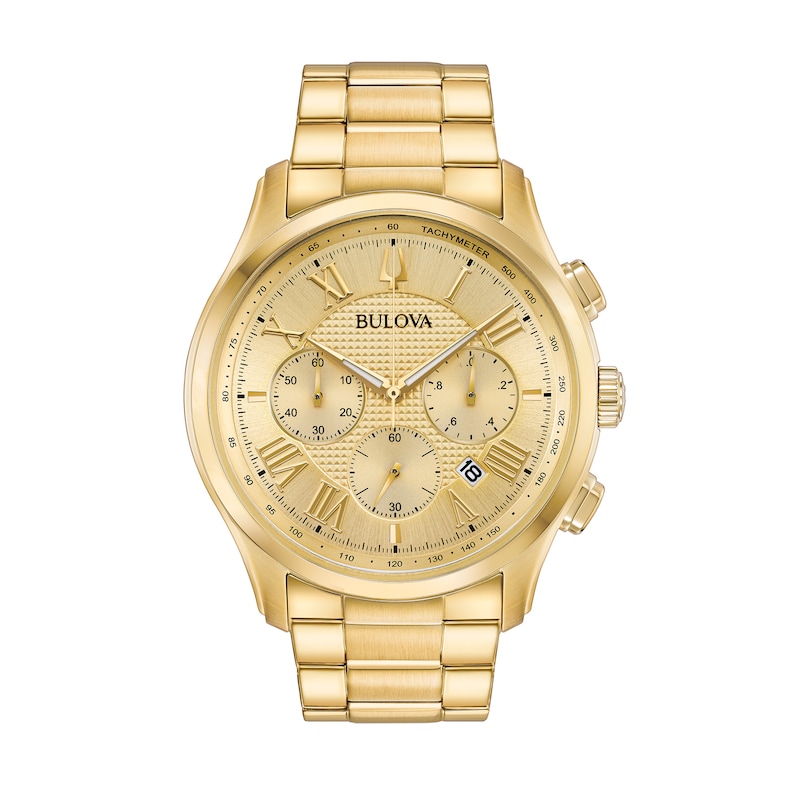 Bulova Classic Chronograph Gold Tone Stainless Steel Bracelet Watch